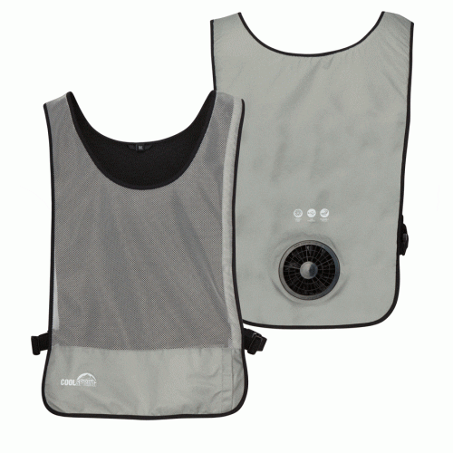 Single Speed Wearable Fan Cooling Vest - WindTech - Hi-Vis Grey