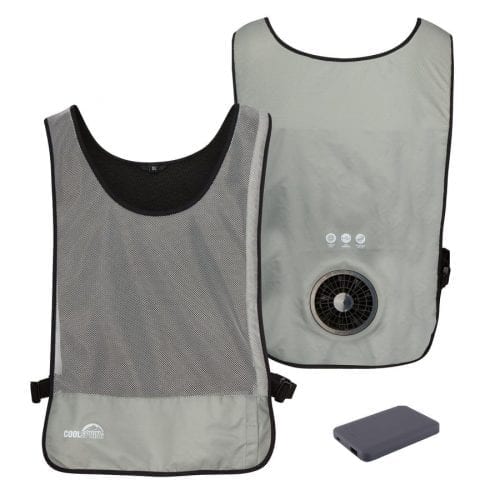 Single Speed Wearable Fan Cooling Vest - WindTech - Hi-Vis Grey