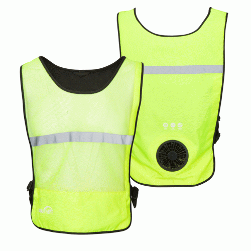 Single Speed Wearable Fan Cooling Vest - WindTech - Hi-Vis Yellow