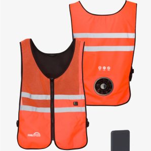 3 Speed Wearable Fan Cooling Vest - WindTech Pro - Hi-Vis Orange